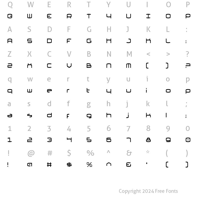 Character Map of Thundergod II Condensed Condensed