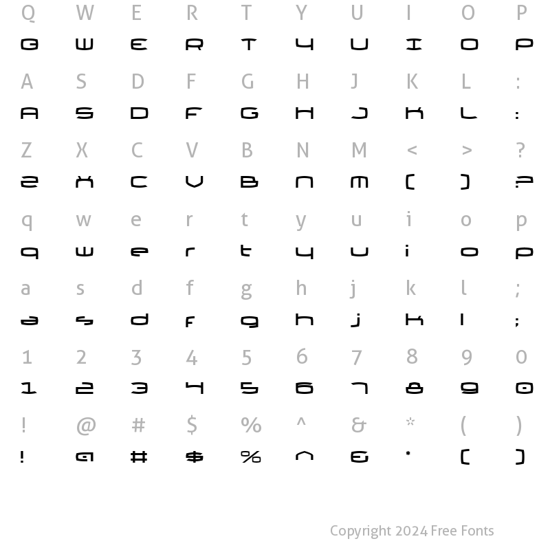 Character Map of Thundergod II Regular