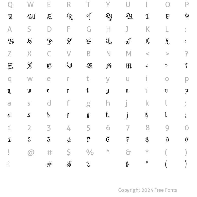 Character Map of Thundra Regular