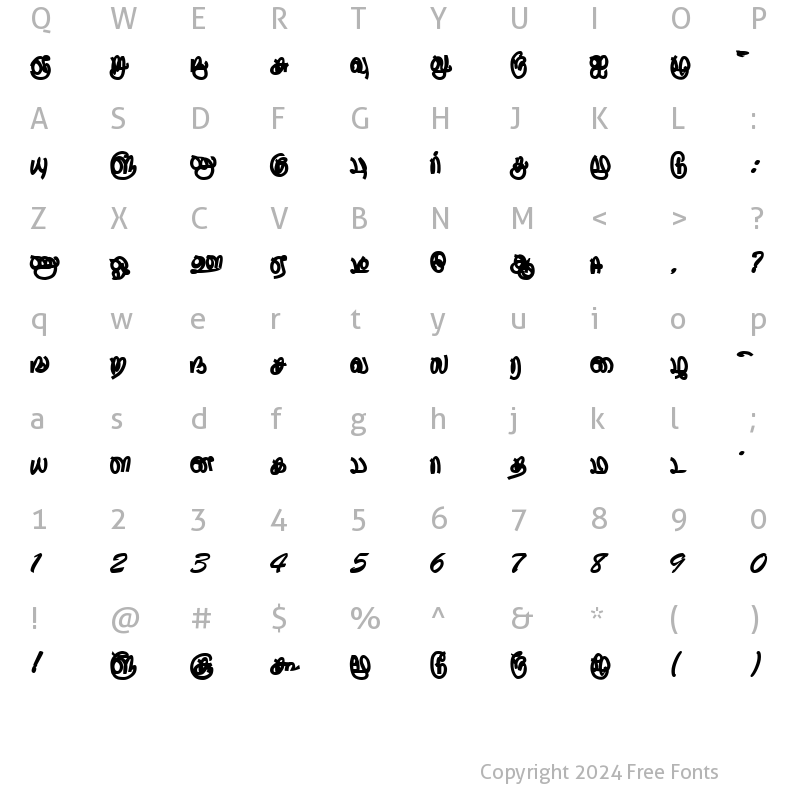 Character Map of Thurikai Regular