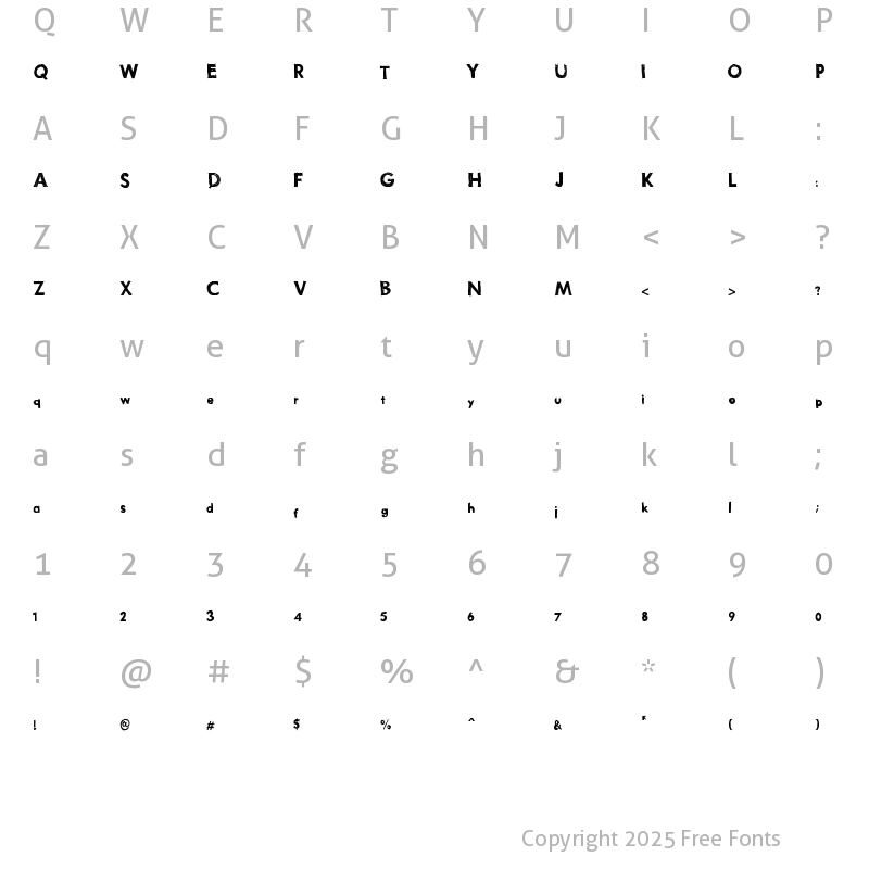 Character Map of THURSTON_erc Regular