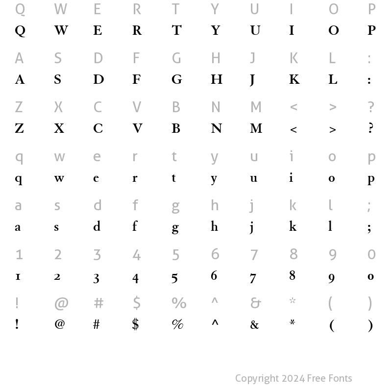 Character Map of Tiasco OldStyle SSi Bold Old Style Figures