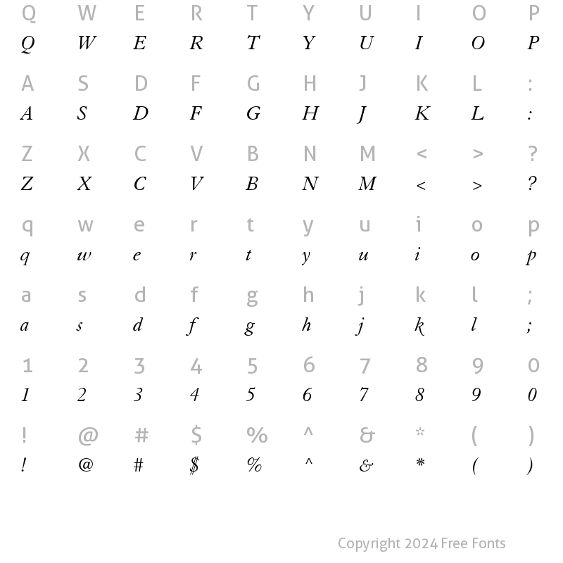 Character Map of Tiasco SSi Italic