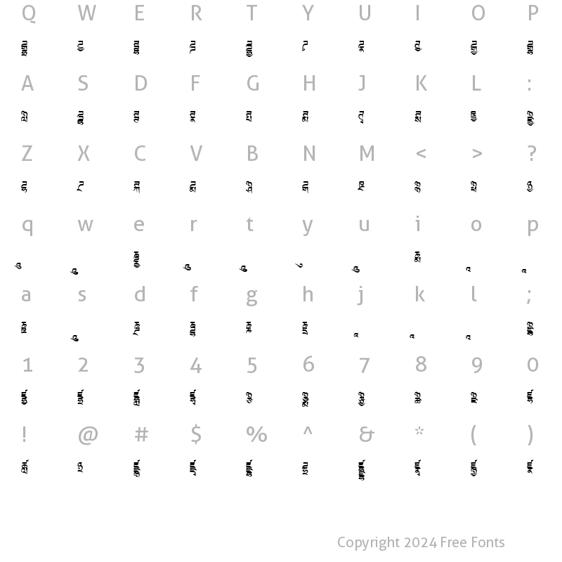 Character Map of TibetanMachineWeb3 Regular