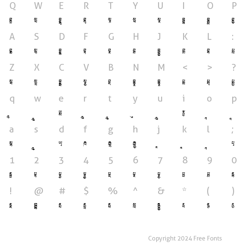 Character Map of TibetanMachineWeb5 Regular