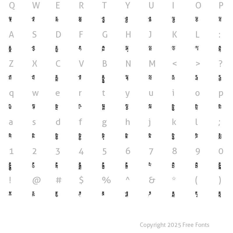 Character Map of TibetanMachineWeb6 Regular