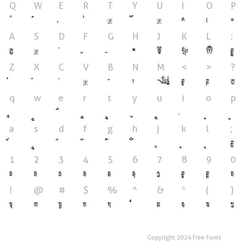 Character Map of TibetanMachineWeb7 Regular