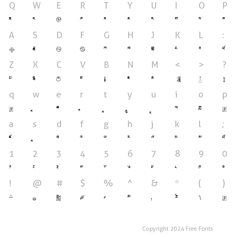 Character Map of TibetanMachineWeb9 Regular