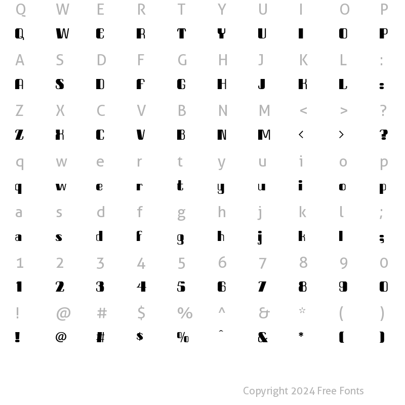 Character Map of Tick Tock Regular