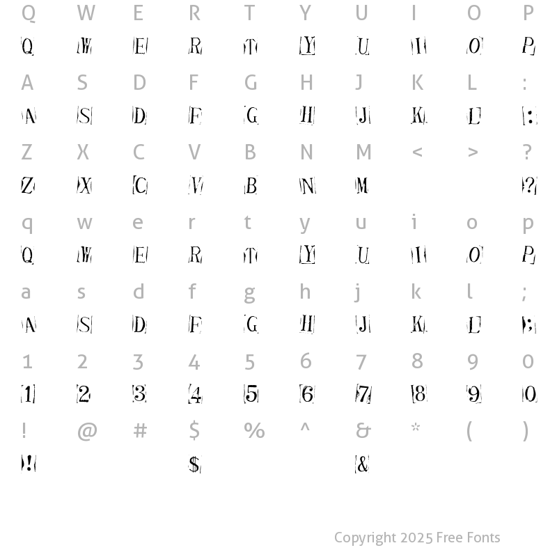 Character Map of Ticket CapitalsImpressed Regular