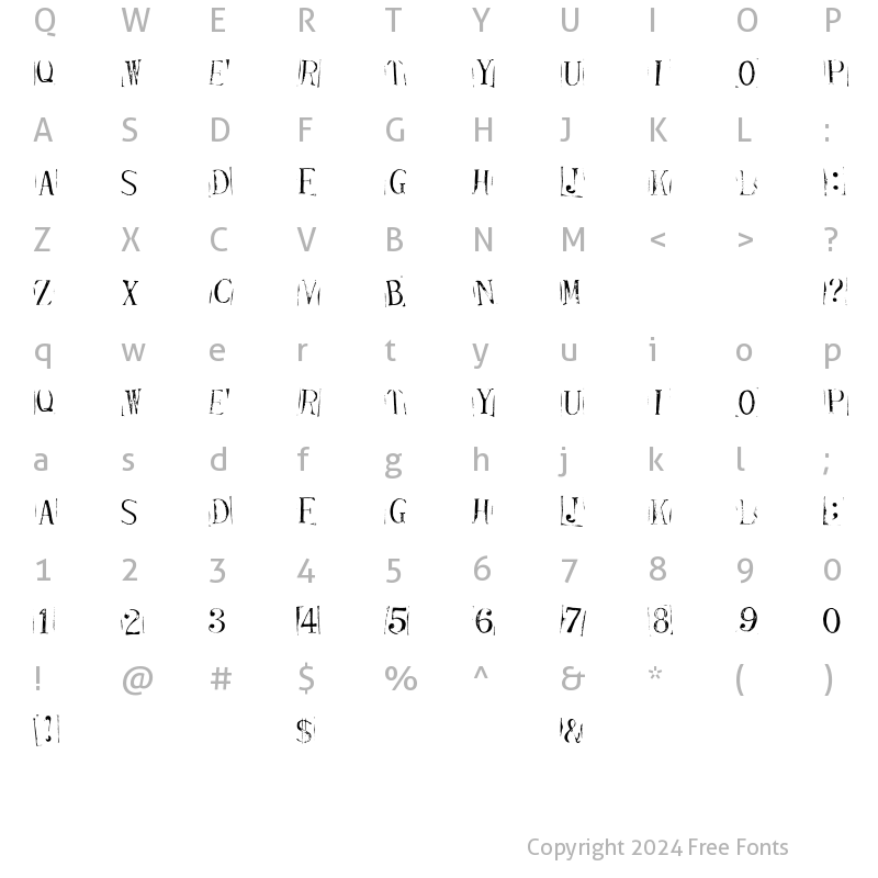 Character Map of Ticket CapitalsRepressed Regular