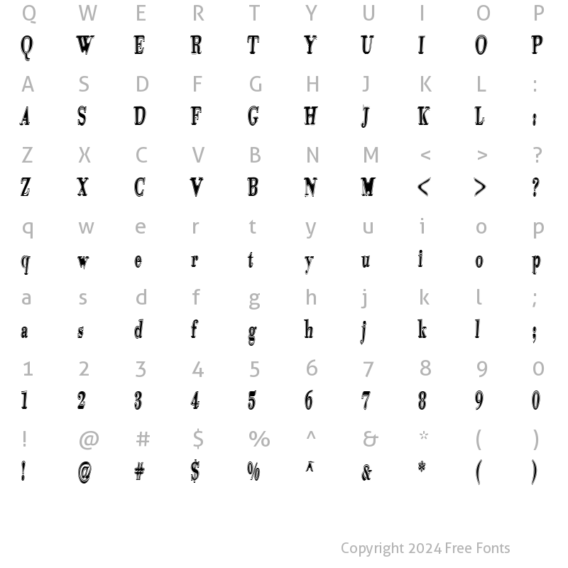 Character Map of Tidelagskoprofag Regular