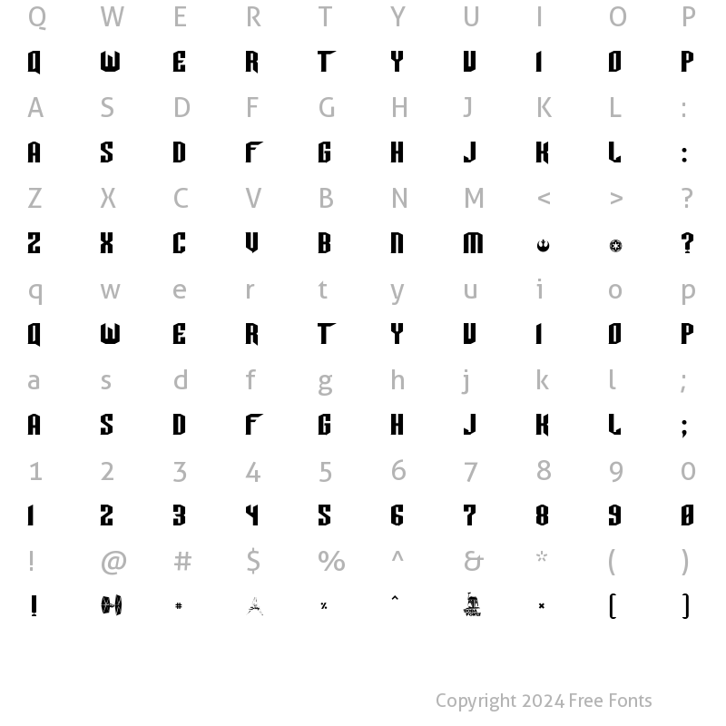 Character Map of TIE-Wing Regular