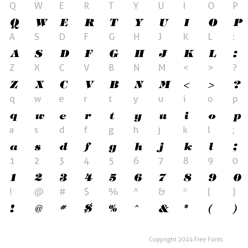 Character Map of Tiffany Heavy Italic