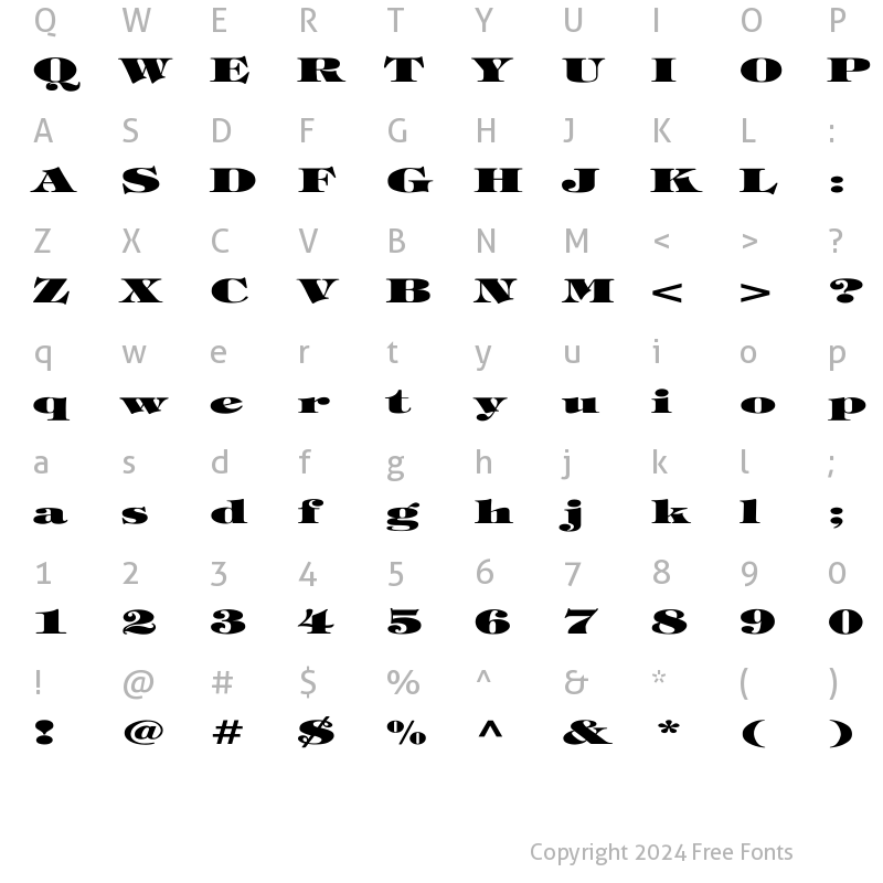 Character Map of Tiffany-Heavy-Normal Ex Regular