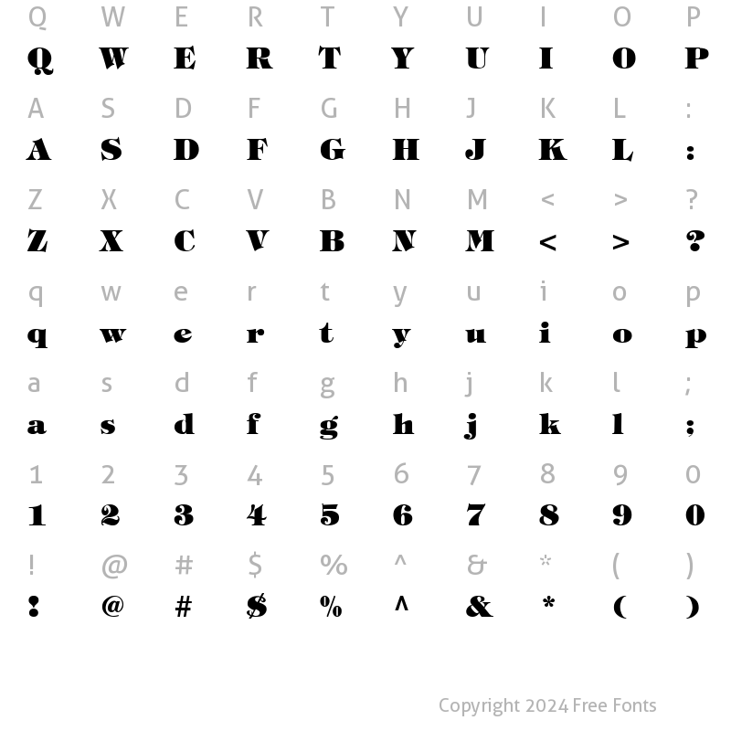 Character Map of Tiffany-Heavy-Normal Regular