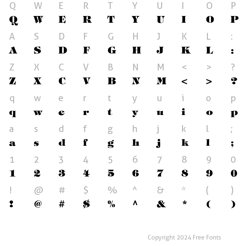 Character Map of Tiffany Heavy Normal Regular