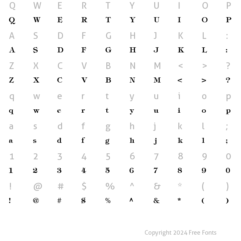 Character Map of Tiffany Light