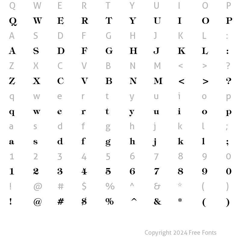 Character Map of Tiffany Lt BT Demi