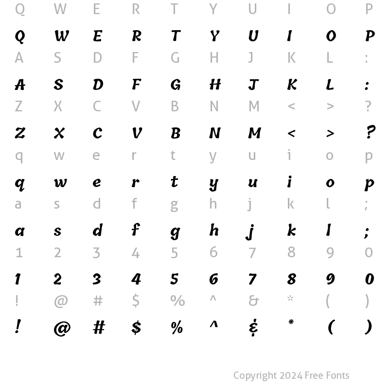 Character Map of Tillana Bold