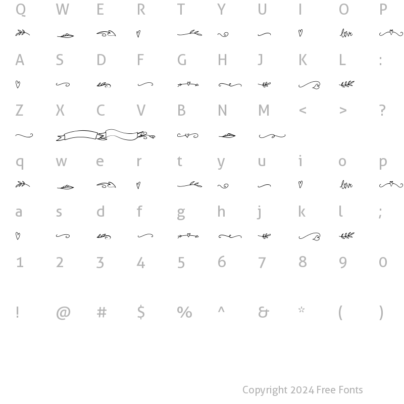 Character Map of Tilly Clipart Regular