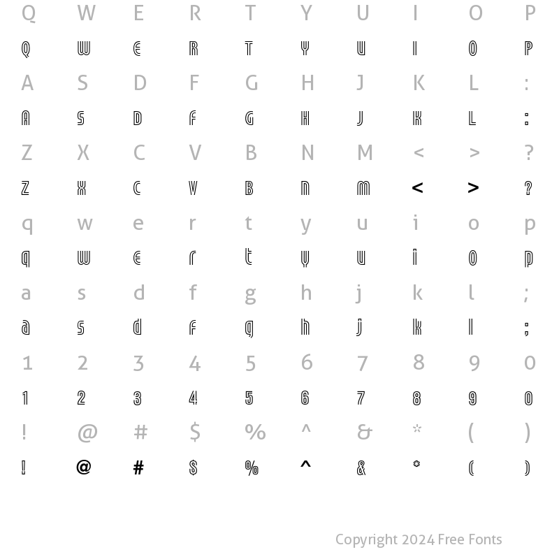 Character Map of Timbre Alternates Regular