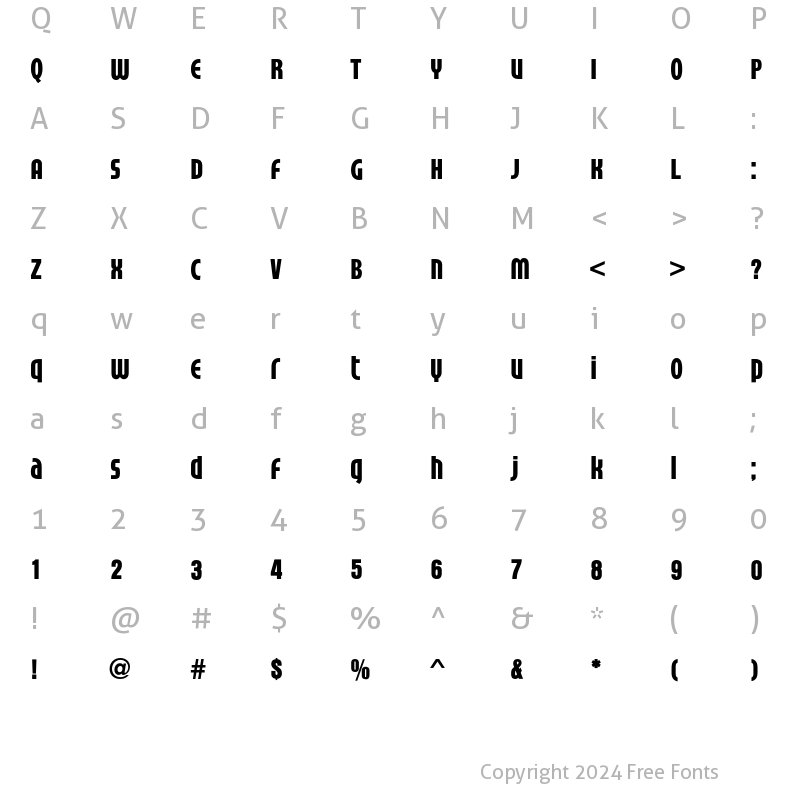 Character Map of Timbre Normal Regular