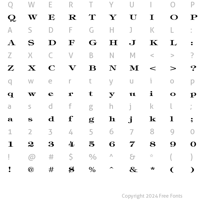 Character Map of TimbrelBroad Bold