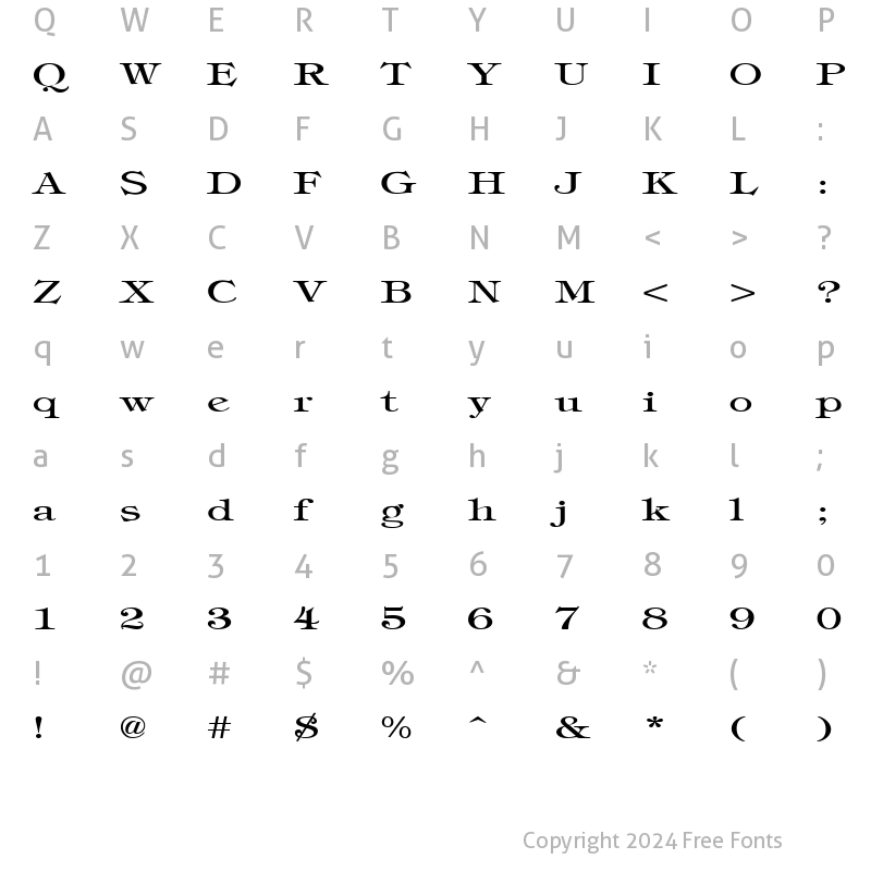 Character Map of TimbrelBroad Regular