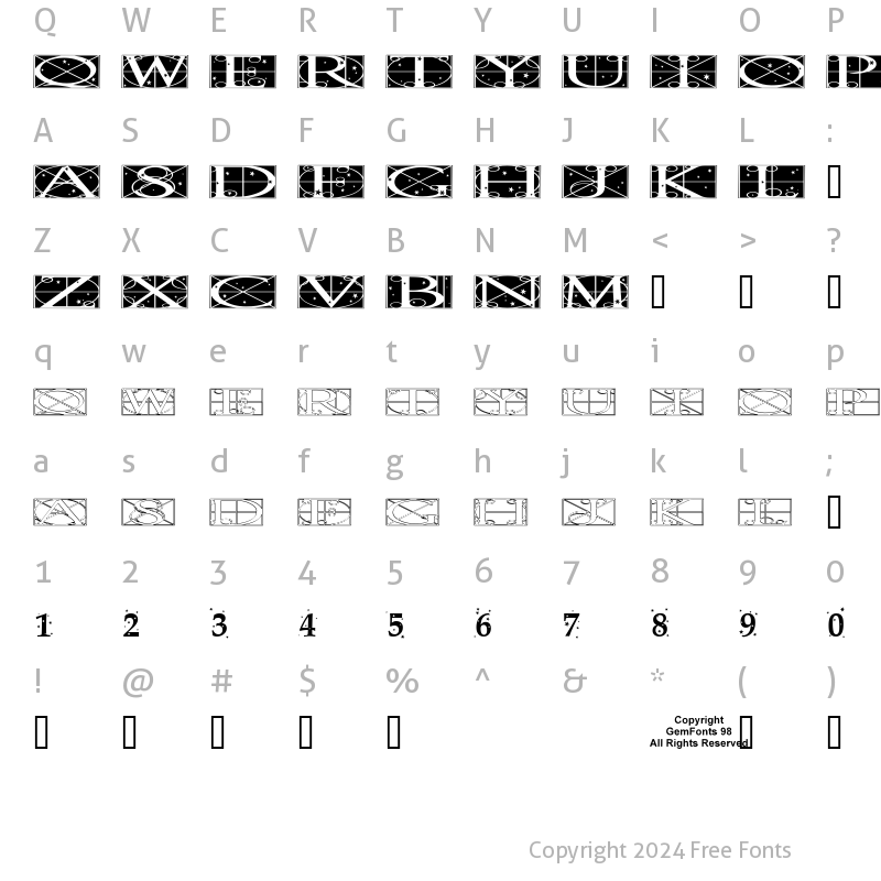 Character Map of Time Pundits Regular