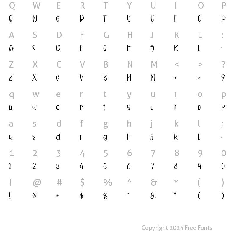 Character Map of Time To Valentine Regular