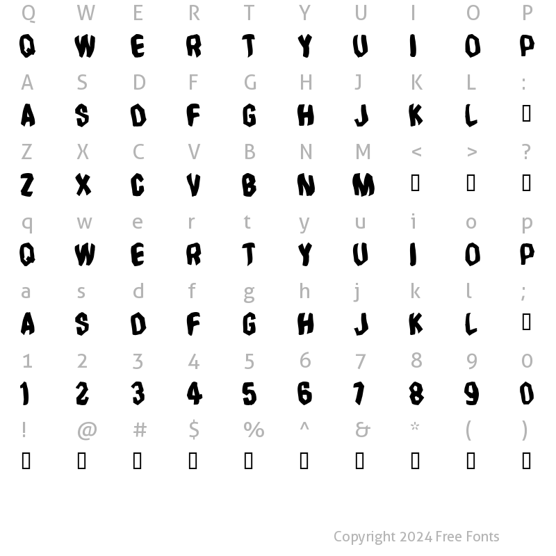 Character Map of Timebomb Regular