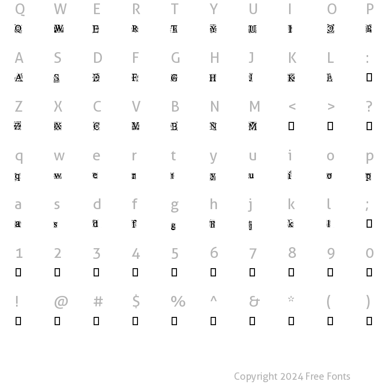 Character Map of Times New Omen Regular