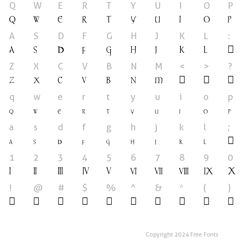 Character Map of times new vespasian Regular