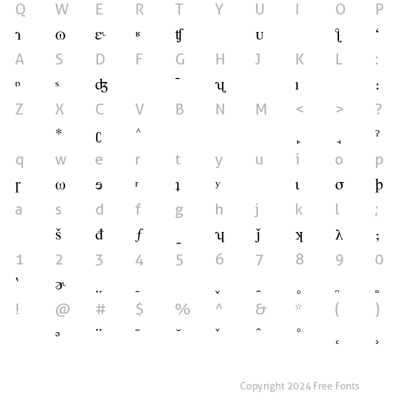 Character Map of Times Phonetic Alternate Regular