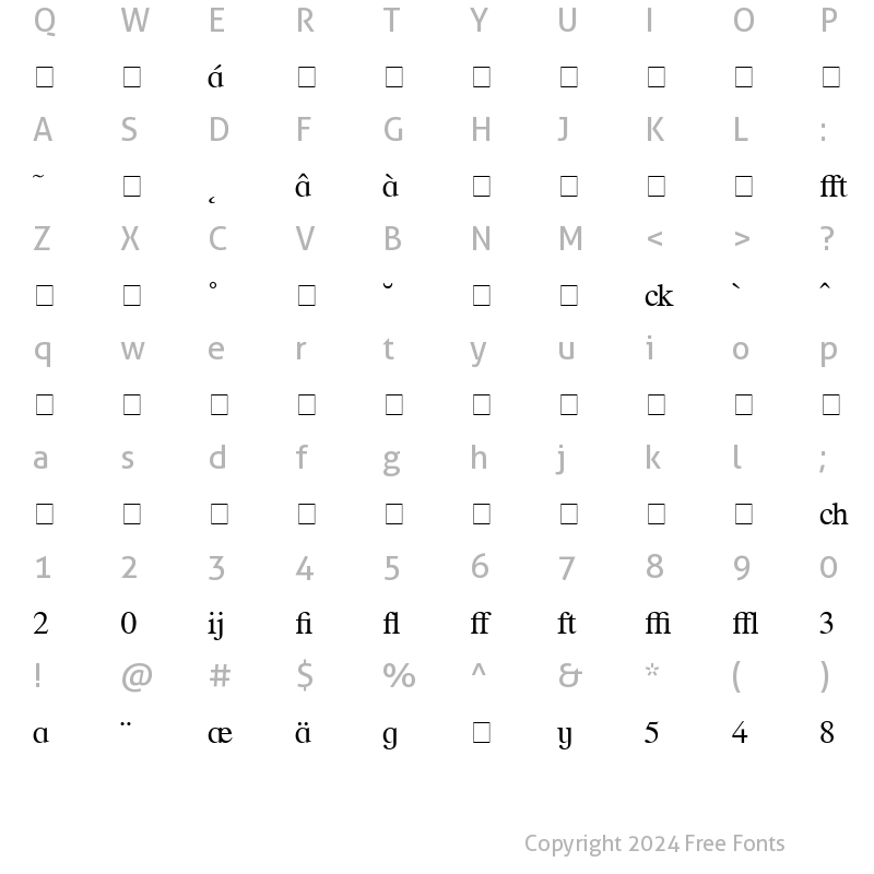 Character Map of Times Profi Regular