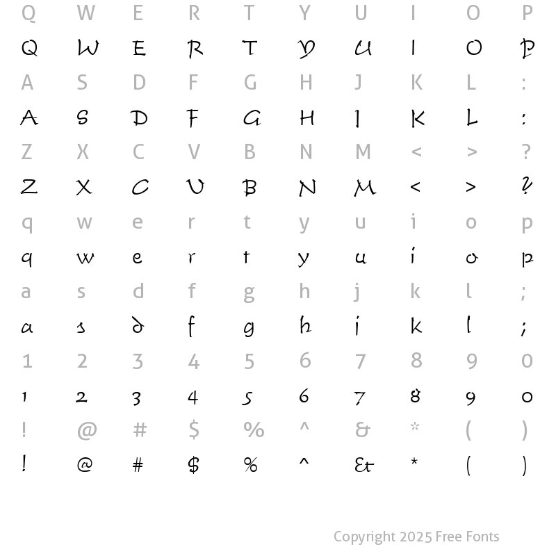 Character Map of TimeScrDLig Regular