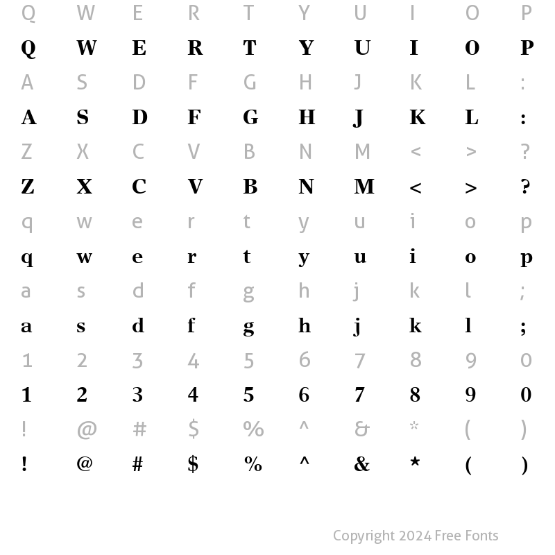 Character Map of TimesEuropa LT Roman Bold