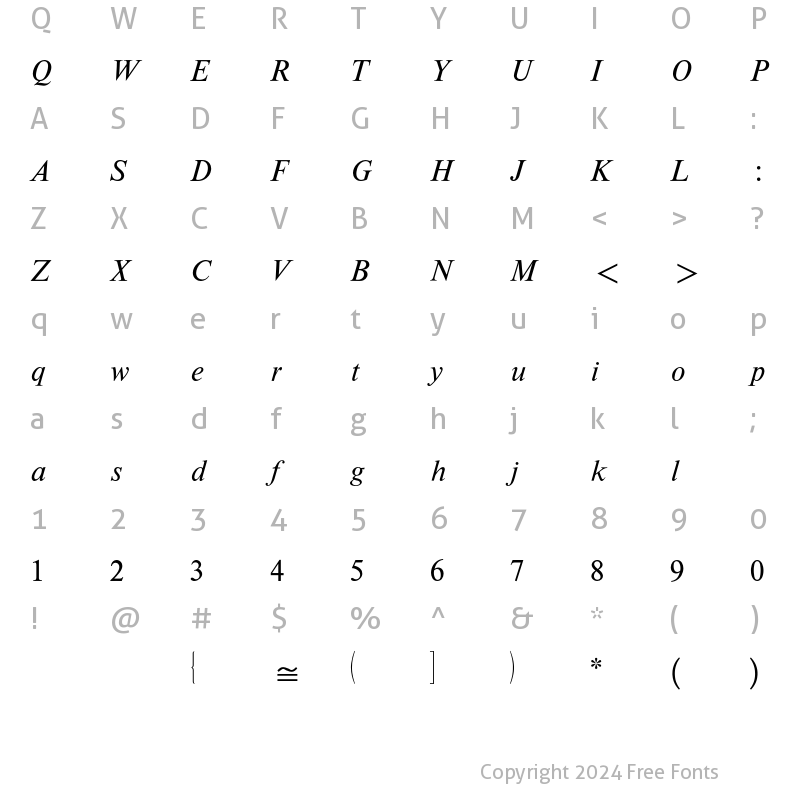 Character Map of TimesMath 1 BQ Regular