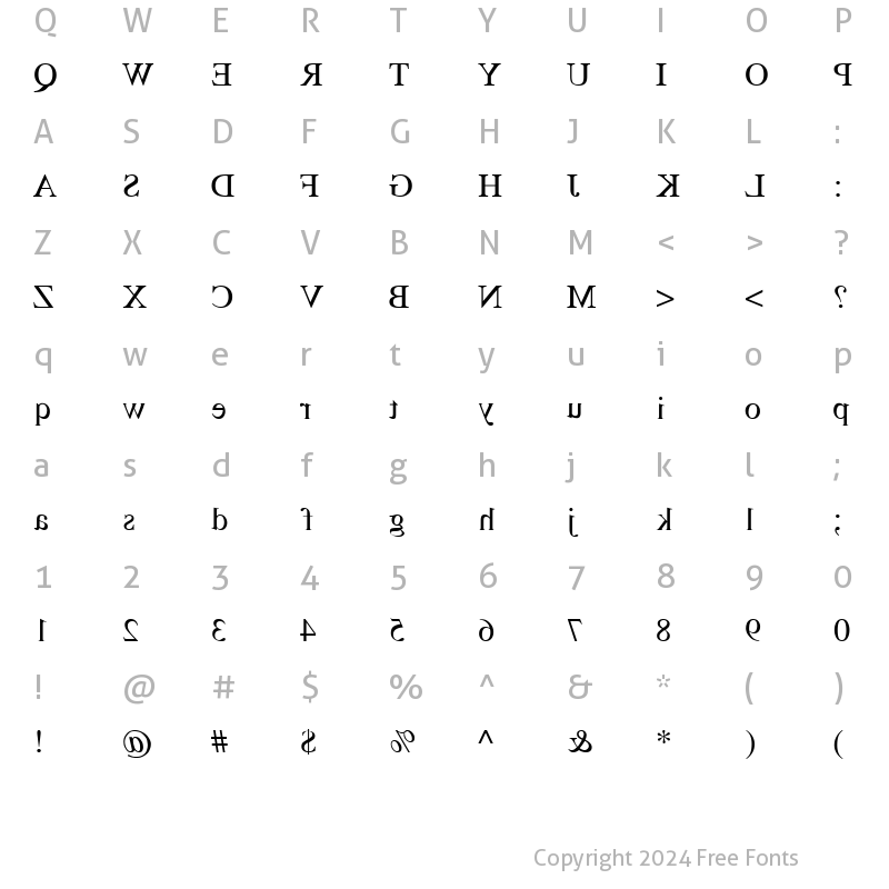 Character Map of TimesMirror Regular