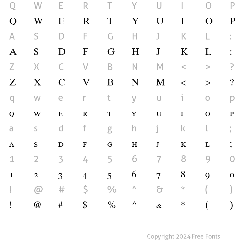 Character Map of TimesTen RomanSC Regular