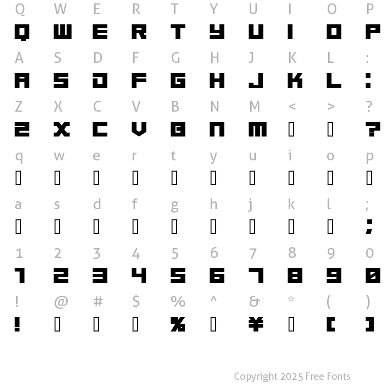 Character Map of TimeTrek Regular