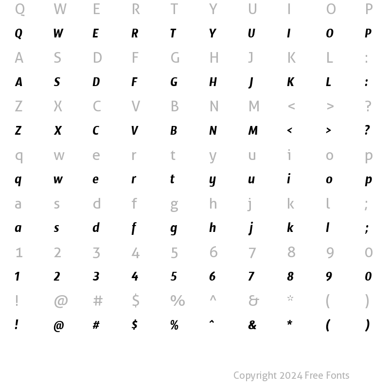 Character Map of Timmana Regular