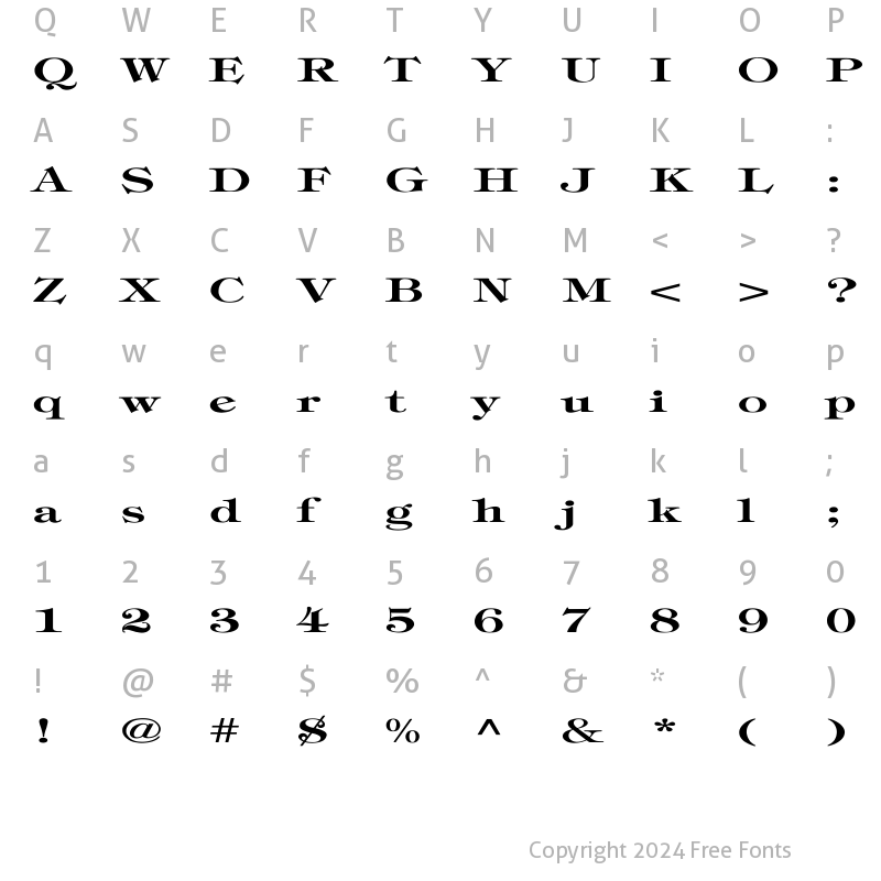 Character Map of Timpani-Bold Ex Regular