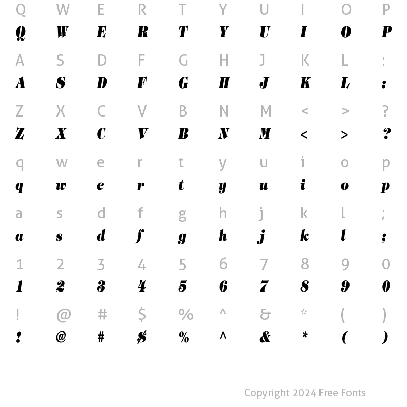 Character Map of Timpani_Heavy-Italic Cn Regular