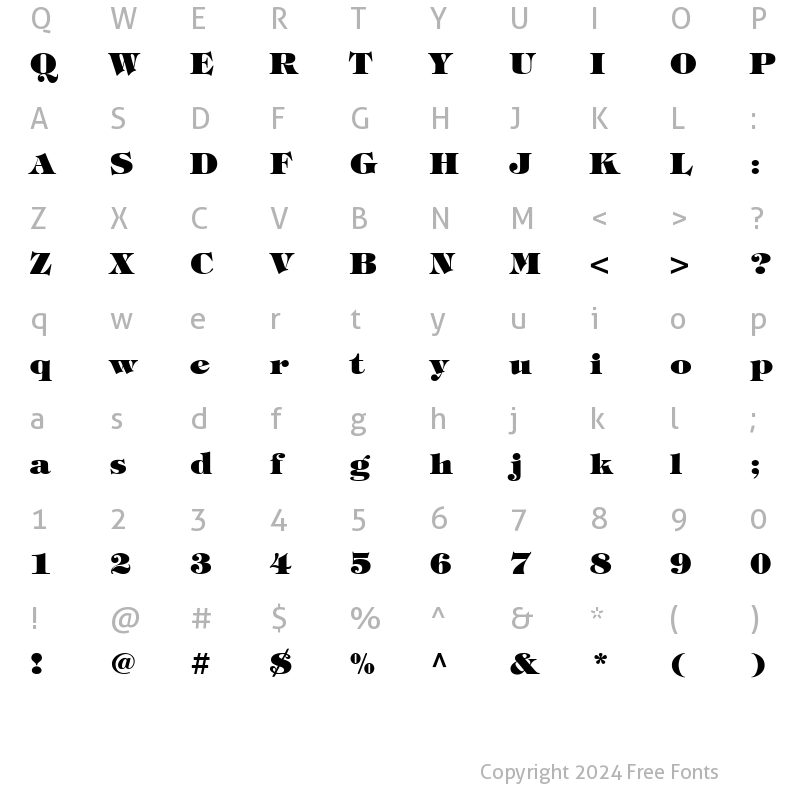 Character Map of TimpaniHeavy Regular