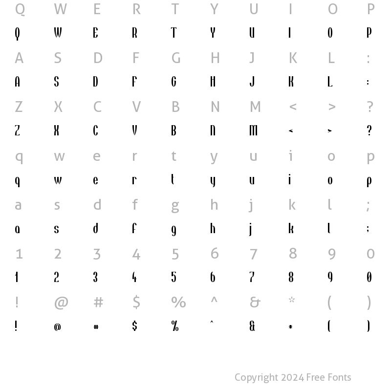 Character Map of Tincushion Regular