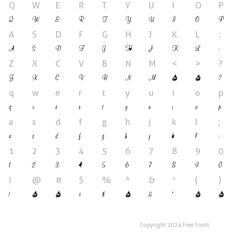 Character Map of TiniestDancer Regular