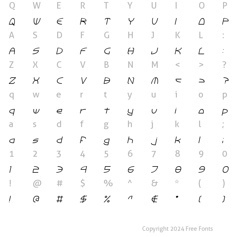 Character Map of Tinker Round Italic Normal