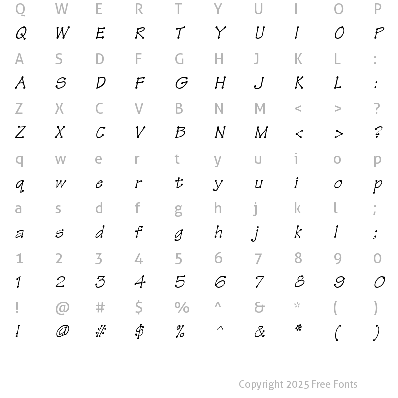 Character Map of TinkerToy Oblique